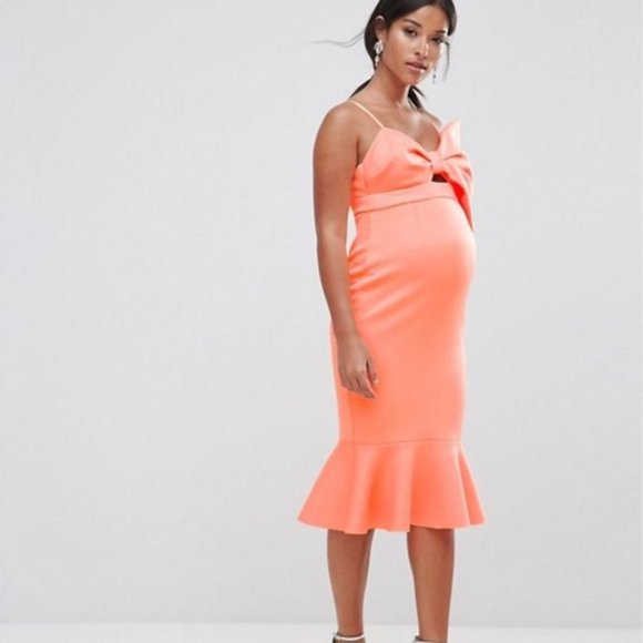 ASOS Dresses & Skirts - ASOS Maternity Scuba Bow Front Peplum Midi Dress